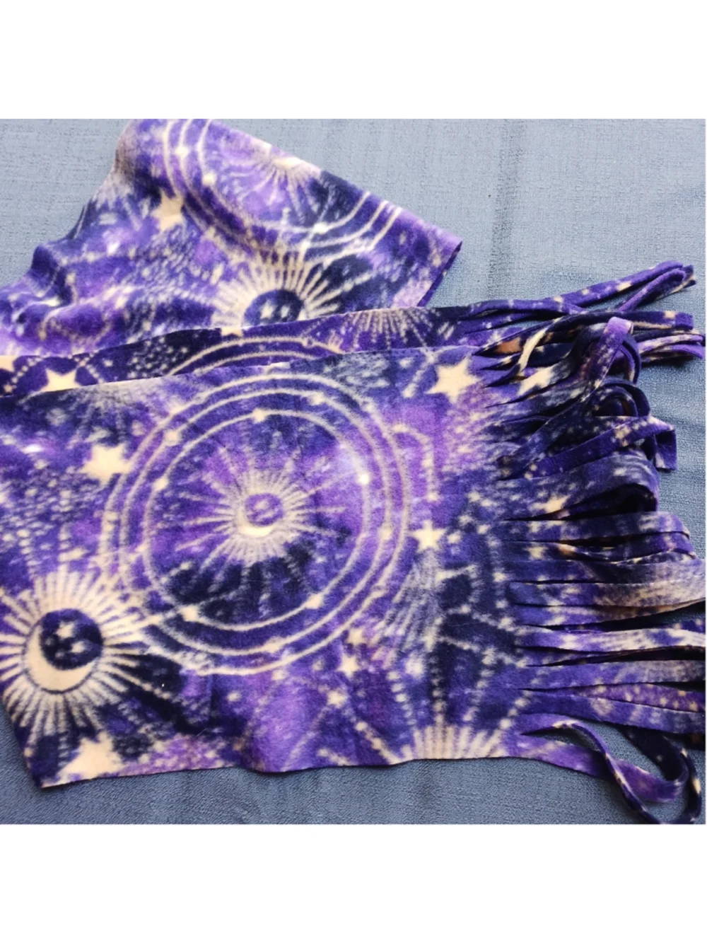Y2K Vintage Celestial Sun Stars And Moon Fleece Scarf 60x11 Boho Retro